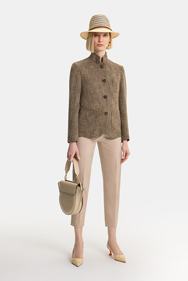 BEIGE MANDARIN COLLAR JACKET 7