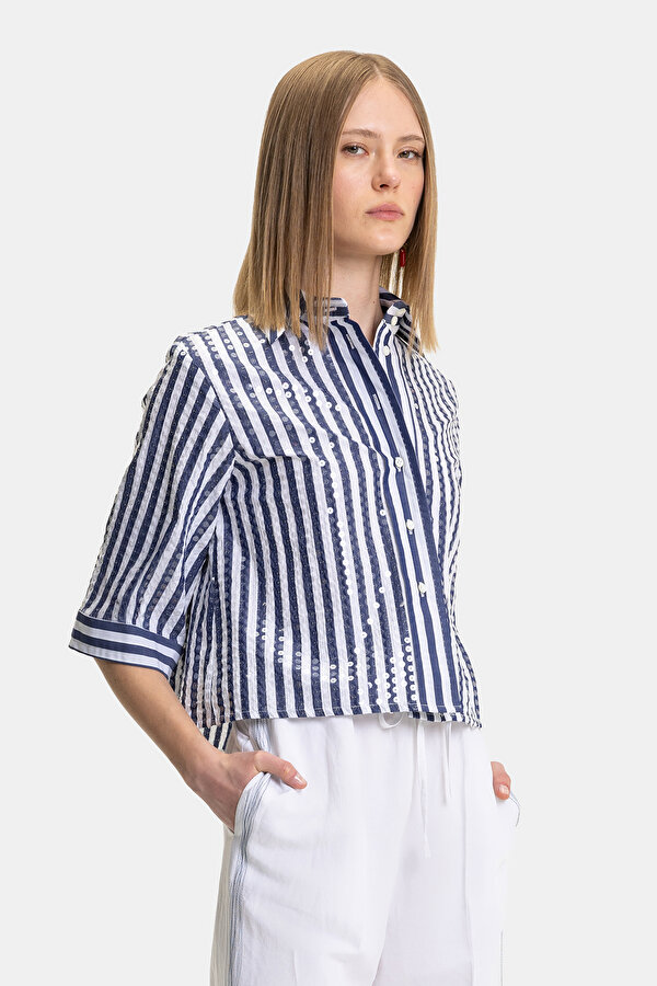 WHITE 3/4 SLEEVES SHIRT