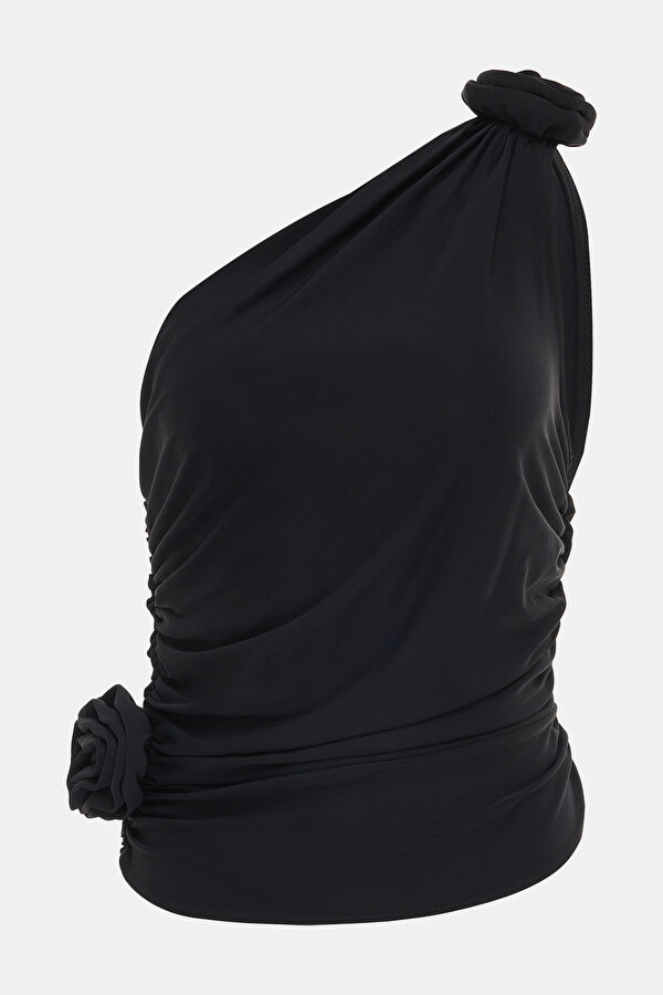 BLACK ONE SHOULDER BLOUSE