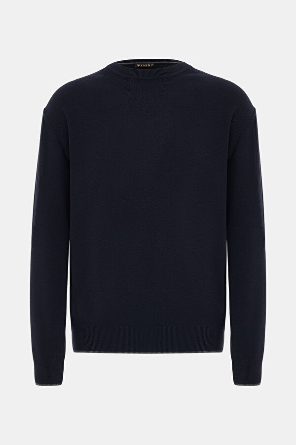 NAVY BLUE BASIC / ROUND NECKLINE TRICOT