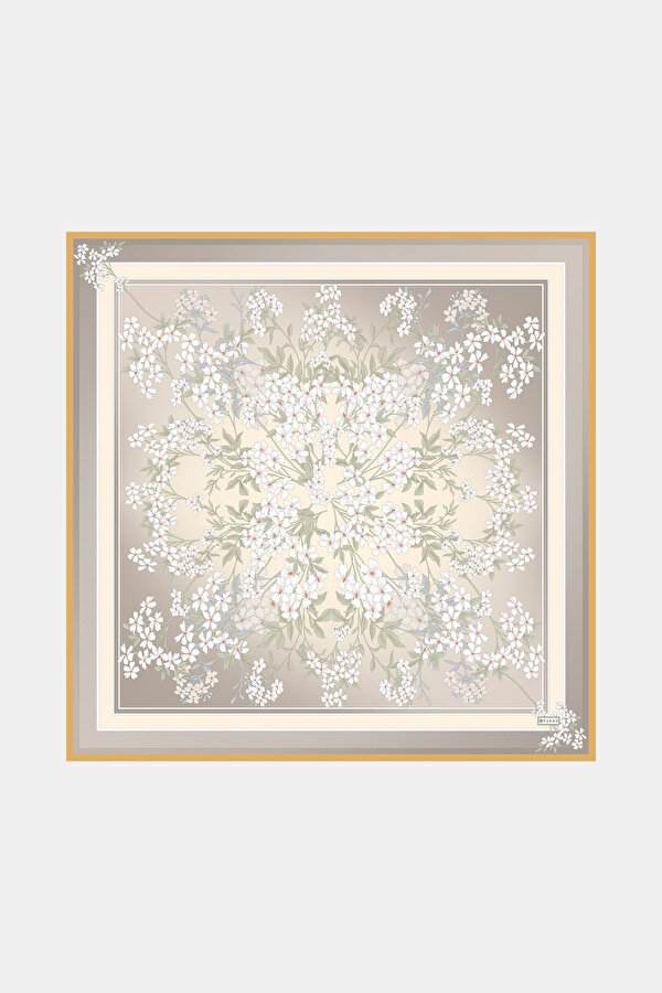 MINK FLORAL PATTERN TWILL SCARF