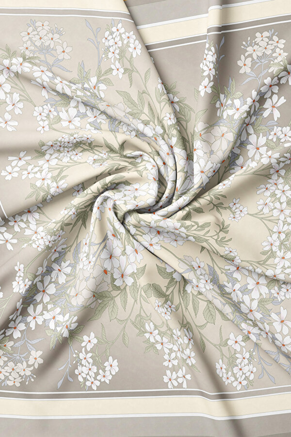 MINK FLORAL PATTERN TWILL SCARF 2