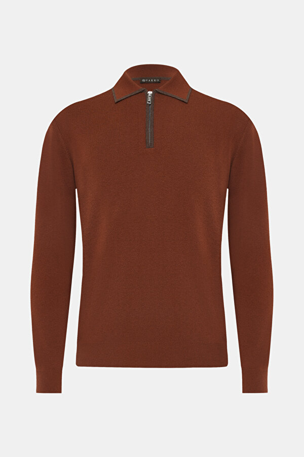 BRICK POLO NECK TRICOT
