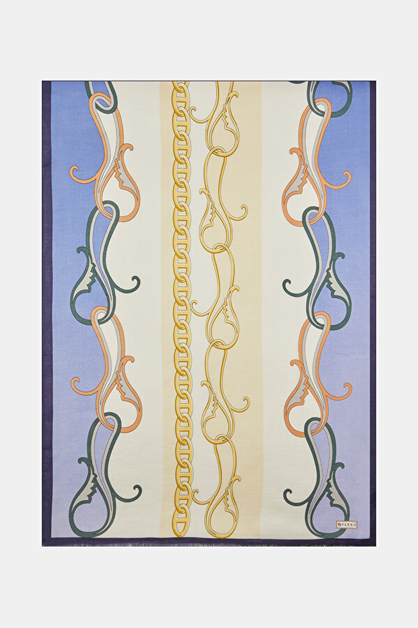 BEIGE PAISLEY PATTERNED VOILE SILK SHAWL