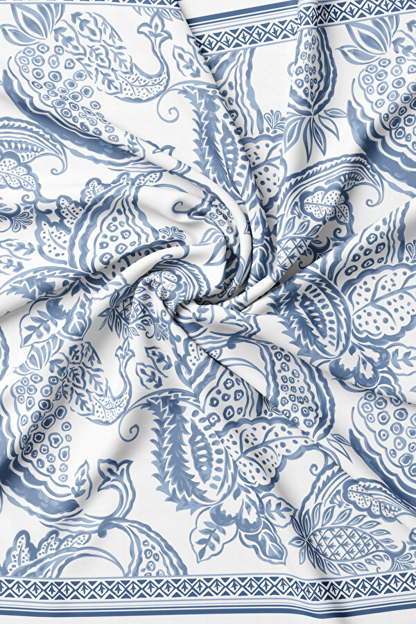 LIGHT BLUE PAISLEY PATTERNED TWILL SCARF 2