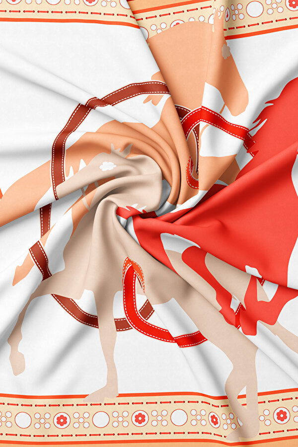 VERMILION ANIMAL FIGURED TWILL SCARF 2
