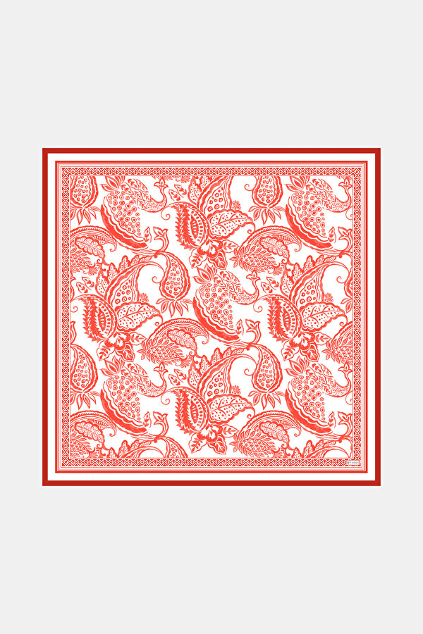 VERMILION PAISLEY PATTERNED TWILL SCARF