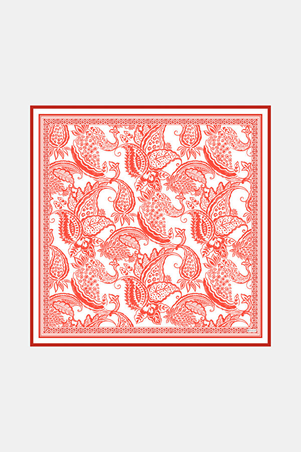 VERMILION PAISLEY PATTERNED TWILL SCARF