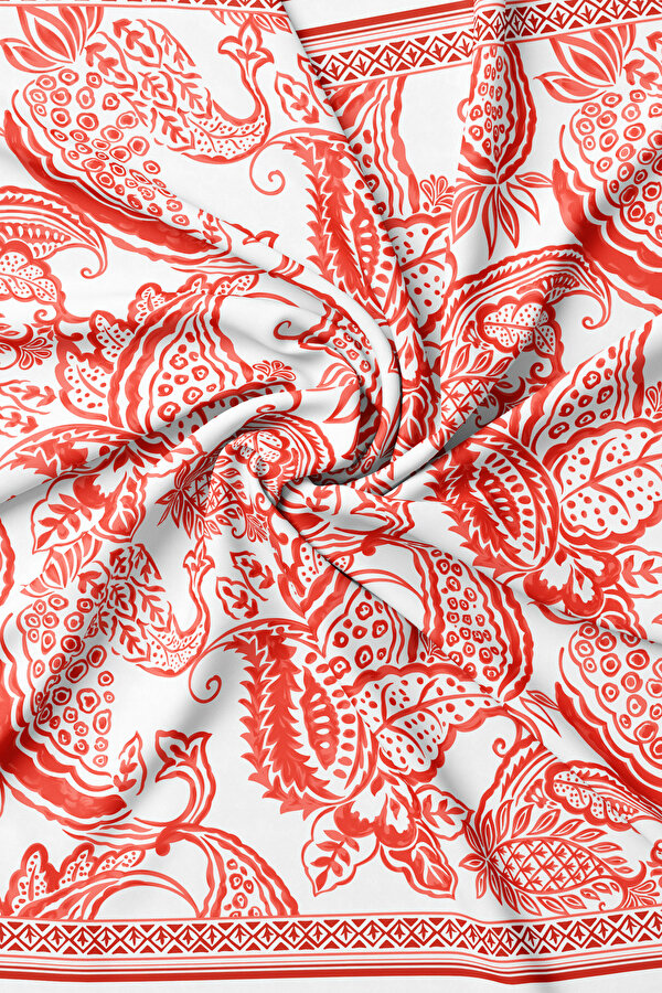 VERMILION PAISLEY PATTERNED TWILL SCARF 2