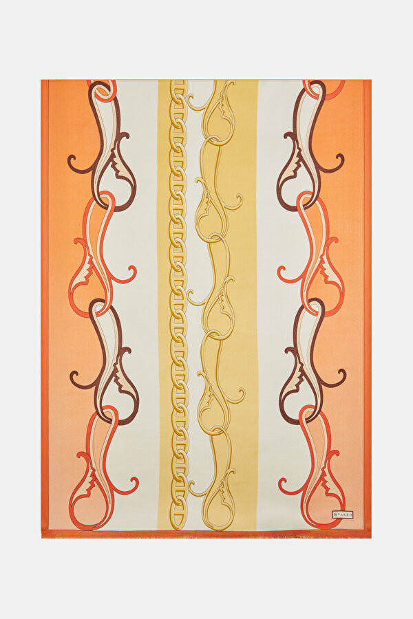 YELLOW PAISLEY PATTERNED VOILE SILK SHAWL