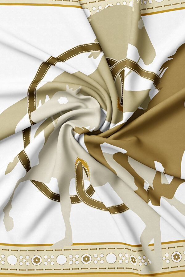 DARK BEIGE ANIMAL FIGURED TWILL SCARF 2