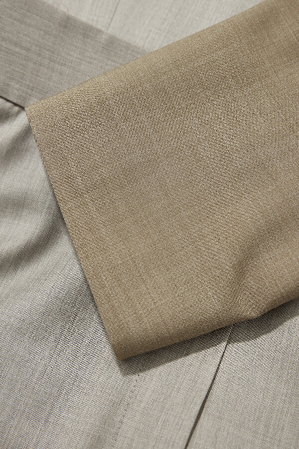 BEIGE SURPLICE NECKLINE (CROSS-OVER NECKLINE) LONG SLEEVE JUMPSUIT 11