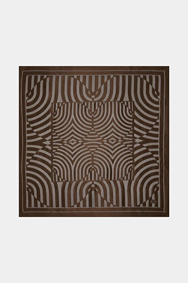 KOYU KAHVE GEOMETRİK DESENLİ ESMERALDA EŞARP
