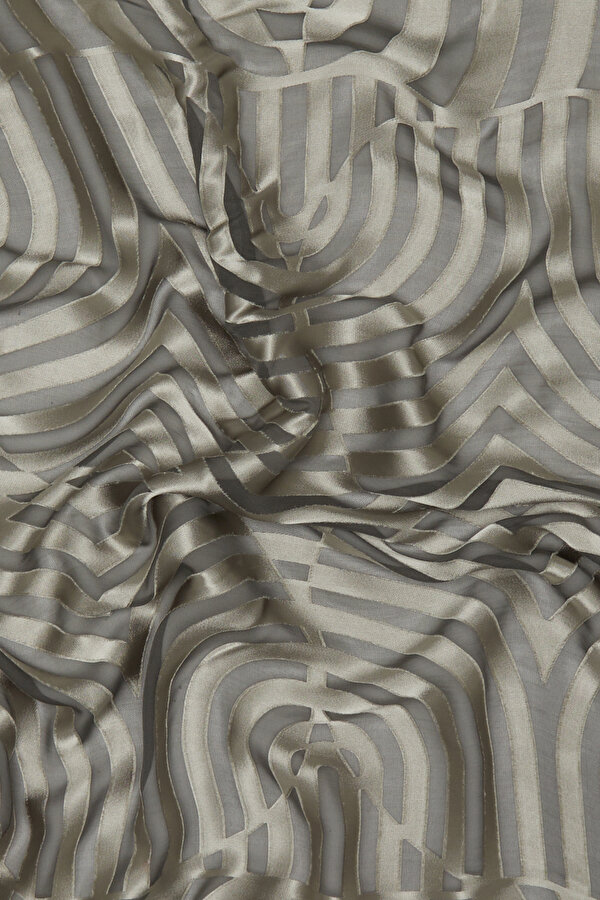 LIGHT GREY GEOMETRIC DESIGN SATIN STRIPED SILK FABRICS SCARF 2