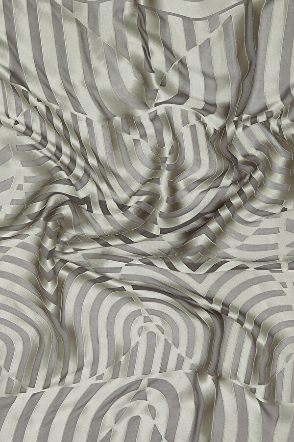 LIGHT GREY GEOMETRIC DESIGN SATIN STRIPED SILK FABRICS SCARF 2