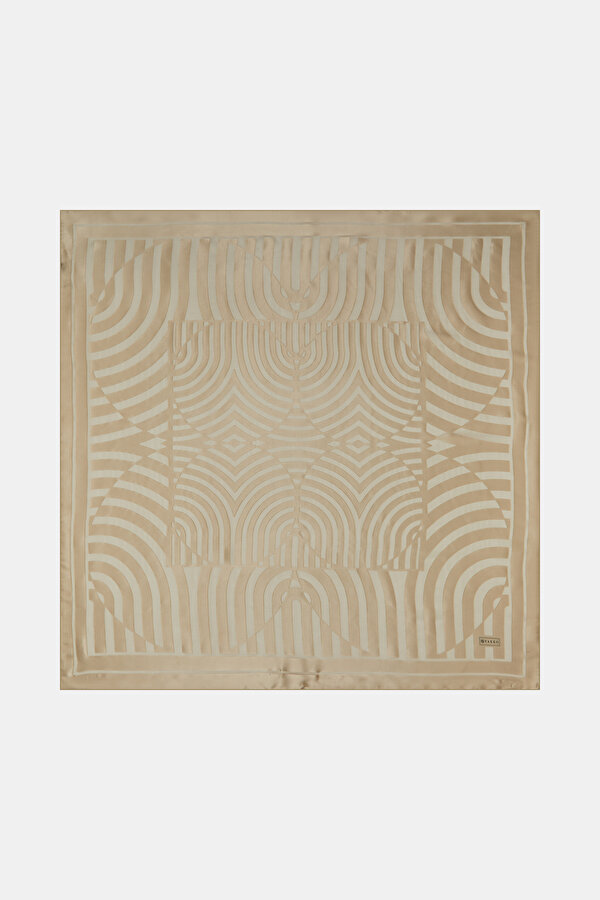 MINK GEOMETRIC DESIGN SATIN STRIPED SILK FABRICS SCARF