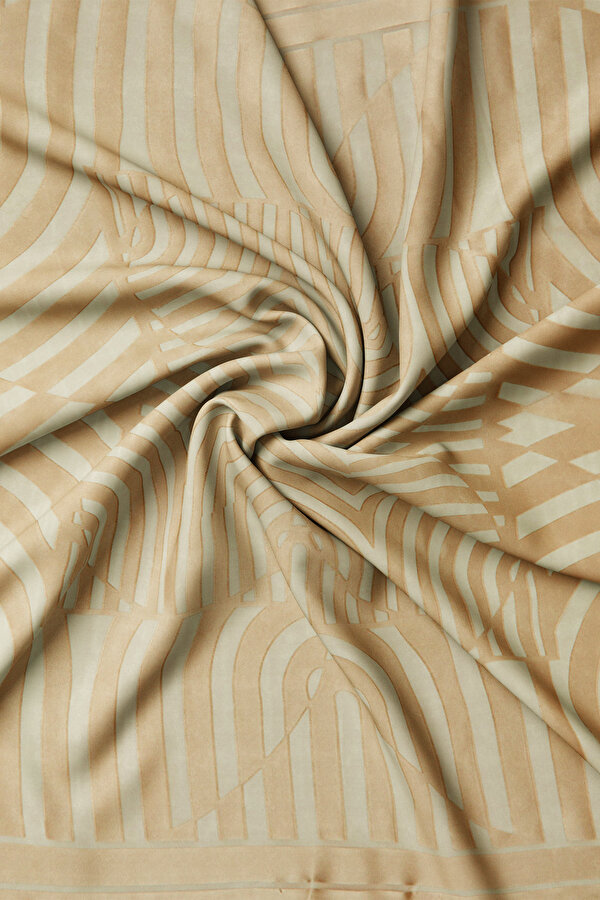 MINK GEOMETRIC DESIGN SATIN STRIPED SILK FABRICS SCARF 2