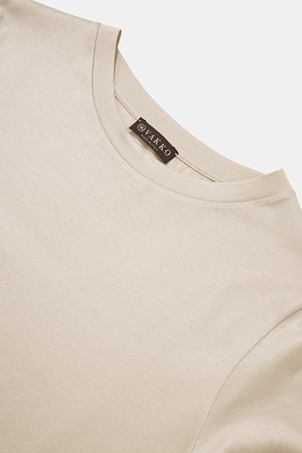 BEIGE BASIC / ROUND NECKLINE SHORT SLEEVE TSHIRT 6