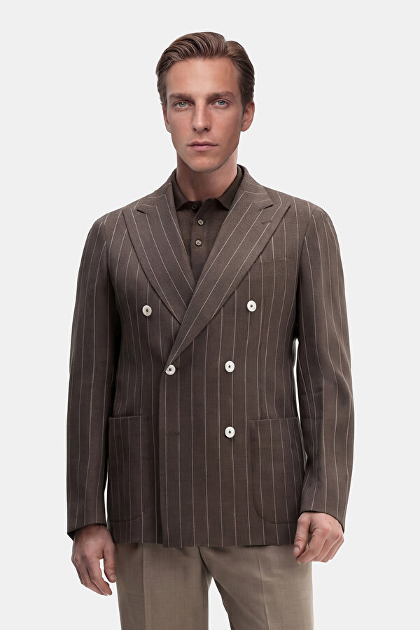BROWN SURPLICE NECKLINE (CROSS-OVER NECKLINE) JACKET