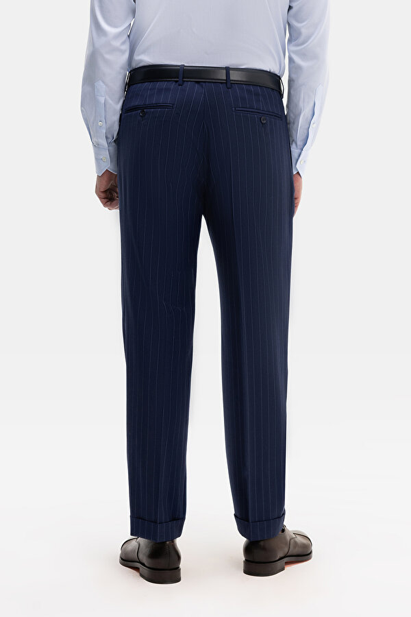 NAVY BLUE SURPLICE NECKLINE (CROSS-OVER NECKLINE) WOOL SUIT 6