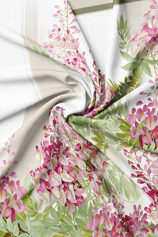 MINK FLORAL PATTERN TWILL SCARF 2