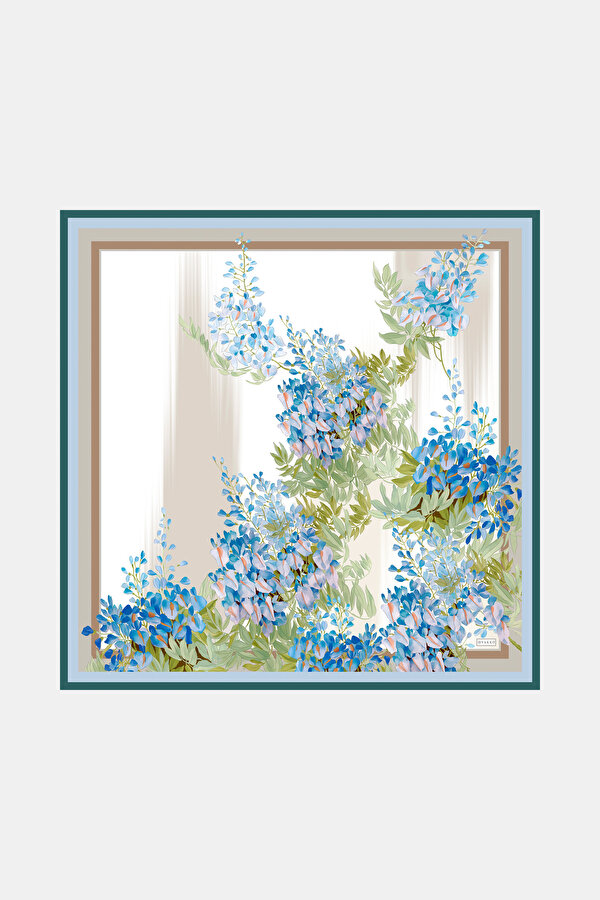 MINK FLORAL PATTERN TWILL SCARF