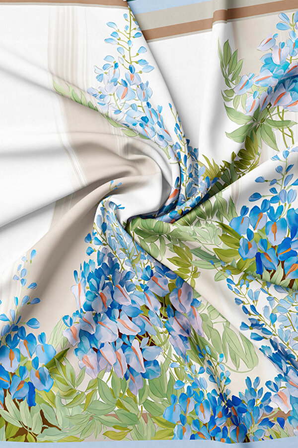 MINK FLORAL PATTERN TWILL SCARF 2