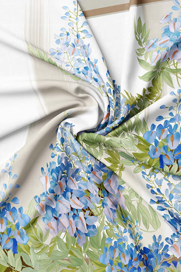 MINK FLORAL PATTERN TWILL SCARF 2