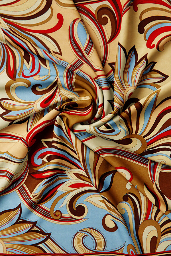 ECRU ETHNIC DESIGN VOILE SILK SCARF 2