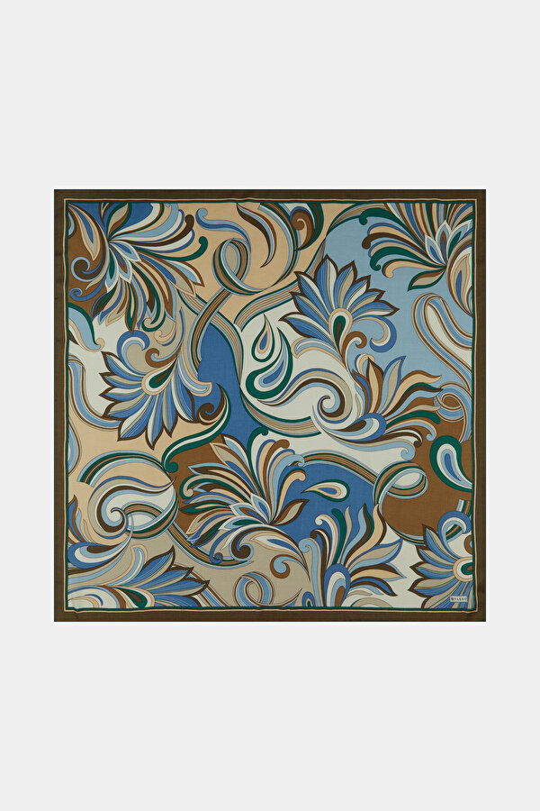POWDER ETHNIC DESIGN VOILE SILK SCARF