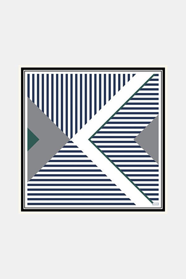 GREY GEOMETRIC DESIGN TWILL SCARF