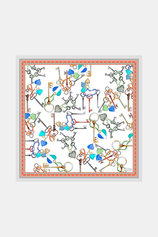 LIGHT GREY OBJECT DESIGN TWILL BANDANA