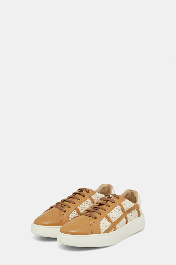 CAMEL LEATHER SNEAKER KADIN 2