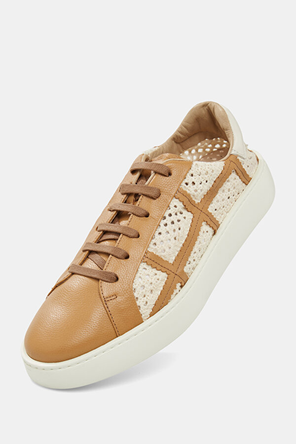 CAMEL LEATHER SNEAKER KADIN 6
