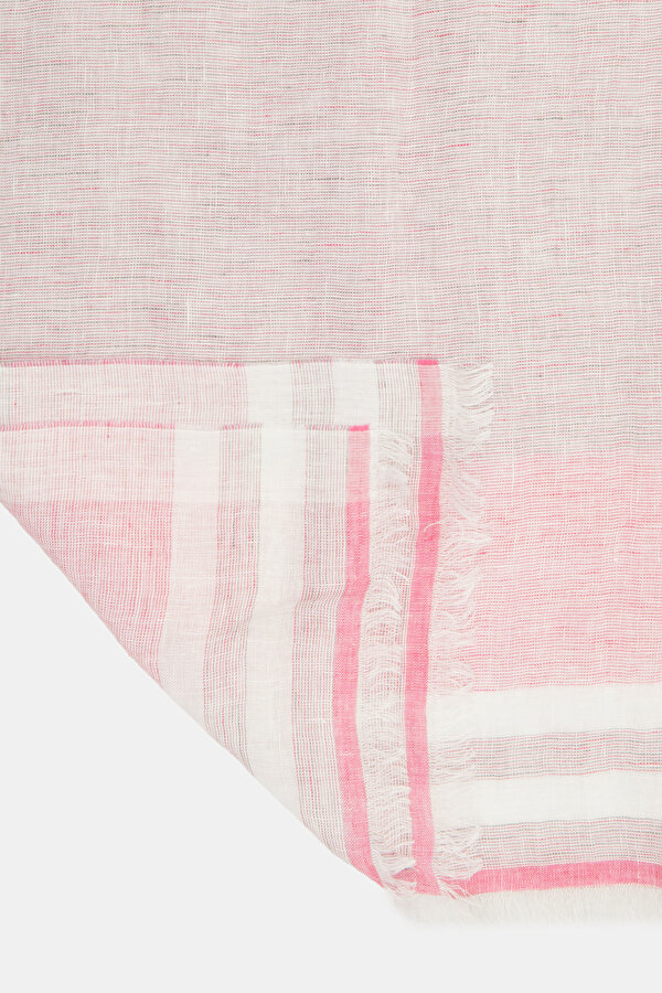 WHITE STRIPED LINEN SHAWL 2
