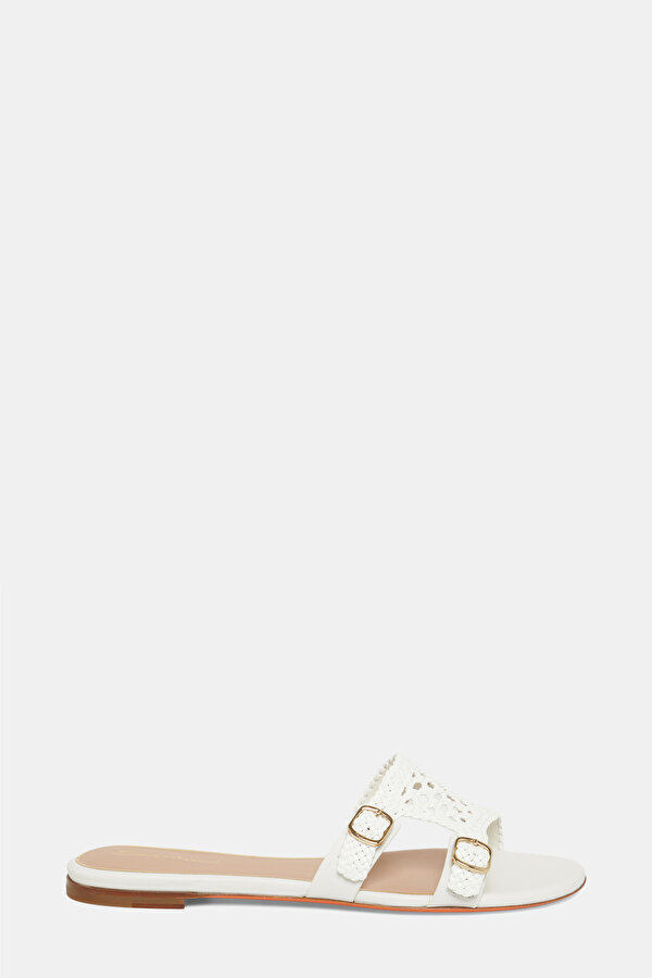WHITE LEATHER SLIPPER