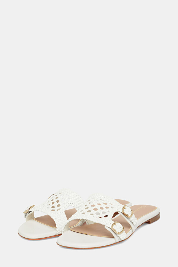 WHITE LEATHER SLIPPER 2