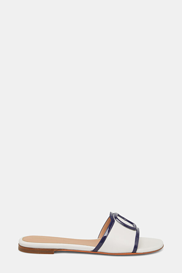 NAVY BLUE LEATHER SLIPPER