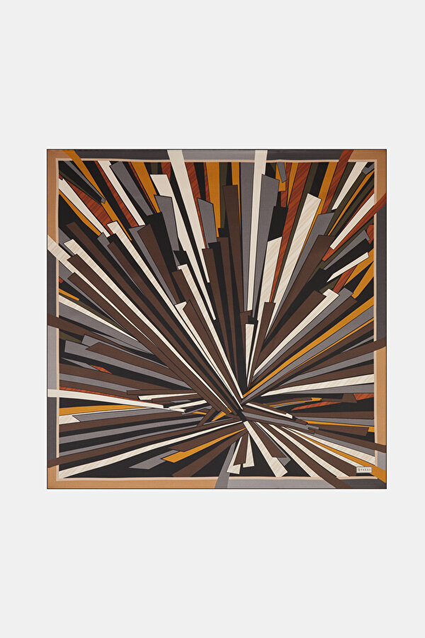 KAHVE GEOMETRİK DESENLİ TWILL GAVROŞ