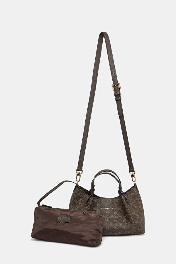 BEIGE MONOGRAM LEATHER BAG 2