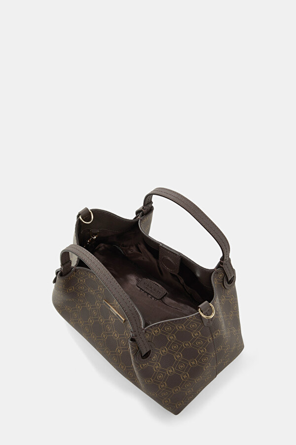 BEIGE MONOGRAM LEATHER BAG 6