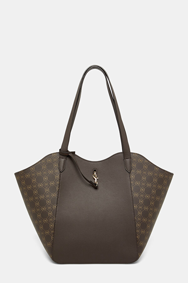 BEIGE MONOGRAM LEATHER BAG