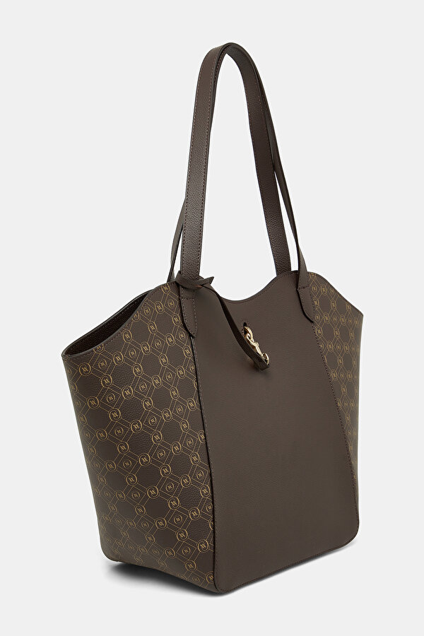 BEIGE MONOGRAM LEATHER BAG 2