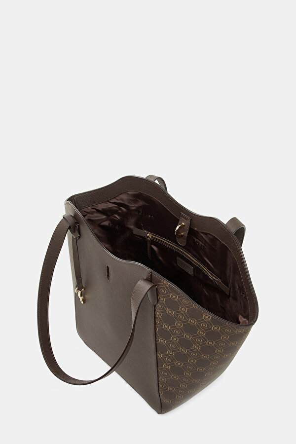 BEIGE MONOGRAM LEATHER BAG 6