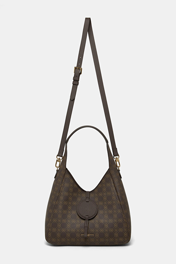 BEIGE MONOGRAM LEATHER BAG