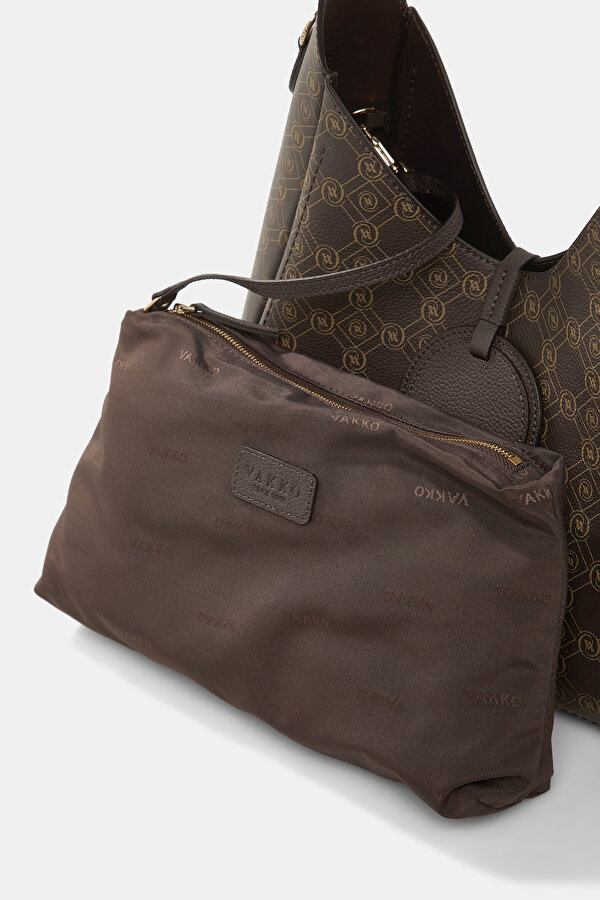 BEIGE MONOGRAM LEATHER BAG 6