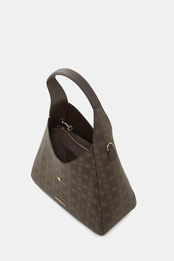 BEIGE MONOGRAM LEATHER BAG 7