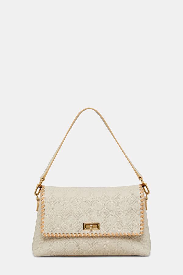 BEIGE MONOGRAM LEATHER BAG