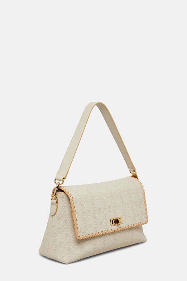 BEIGE MONOGRAM LEATHER BAG 2