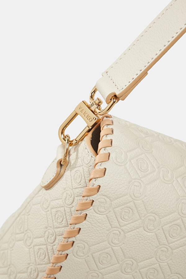 BEIGE MONOGRAM LEATHER BAG 6